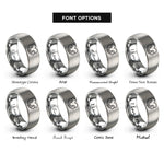 font options for inside engraving on gray heart hands rings