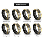 font options for inside engraving on black & gold & grey heart infinity rings