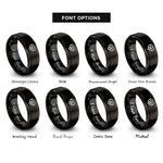 font options for inside engraving on black heart infinity rings