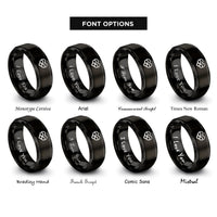 font options for inside engraving on black heart infinity rings