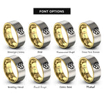 font options for inside engraving on gold & silver heart infinity rings