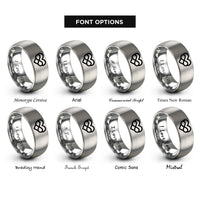 font options for inside engraving on gray heart infinity rings
