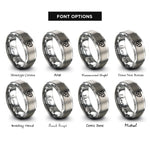 font options for inside engraving on silver heart infinity rings