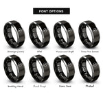 font options for inside engraving on black & gray heart keyhole rings