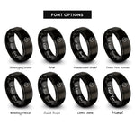 font options for inside engraving on black heart keyhole rings