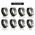 font options for inside engraving on black & grey heart keys rings