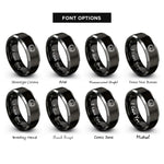 font options for inside engraving on black & gray heart keys rings