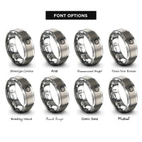 font options for inside engraving on silver heart keys rings