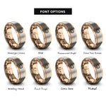 font options for inside engraving on rose gold heart keys rings