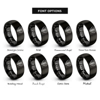 font options for inside engraving on black heart leaf rings