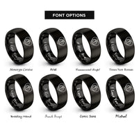 font options for inside engraving on black heart life rings