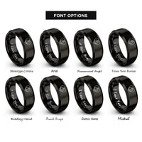 font options for inside engraving on black heart life rings