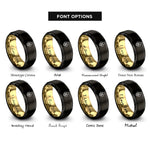 font options for inside engraving on black & gold heart lock paw rings