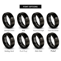 font options for inside engraving on black heart lock paw rings