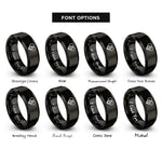 font options for inside engraving on black heart map rings