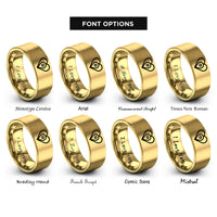 font options for inside engraving on gold heart map rings