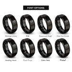 font options for inside engraving on black heart padlock rings