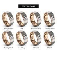 font options for inside engraving on rose gold & silver heart padlock rings