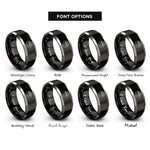 font options for inside engraving on black & gray heart paw rings