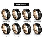 font options for inside engraving on black & rose gold heart paw rings