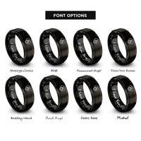 font options for inside engraving on black heart paw rings