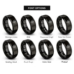font options for inside engraving on black heart paw rings