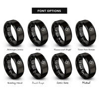 font options for inside engraving on black heart paw rings
