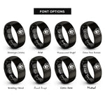 font options for inside engraving on black heart paw rings