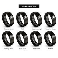 font options for inside engraving on black heart paw rings