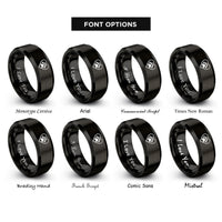 font options for inside engraving on black heart paw rings