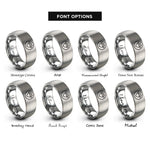 font options for inside engraving on grey heart paw rings