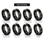 font options for inside engraving on black & grey heart paw halo rings