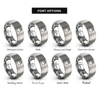 font options for inside engraving on grey heart paw halo rings