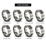 font options for inside engraving on gray heart paw halo rings