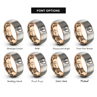 font options for inside engraving on rose gold & gray heart pick rings