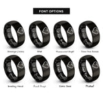 font options for inside engraving on black heart pin rings