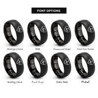 font options for inside engraving on black heart pulse rings