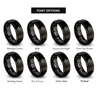 font options for inside engraving on black heart pulse rings