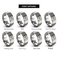 font options for inside engraving on silver heart pulse rings