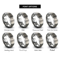 font options for inside engraving on silver heart pulse rings