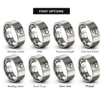 font options for inside engraving on grey heart pulse rings