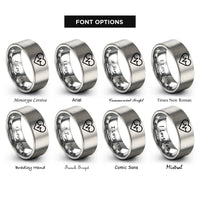 font options for inside engraving on grey heart pulse rings