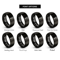 font options for inside engraving on black heart set rings
