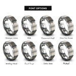 font options for inside engraving on silver heart set rings