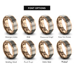 font options for inside engraving on rose gold heart set rings
