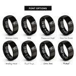 font options for inside engraving on black heart smoke trail rings