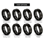 font options for inside engraving on black heart smoke trail rings