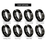 font options for inside engraving on black & silver heart sword rings