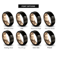 font options for inside engraving on black & rose gold heart sword rings