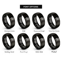 font options for inside engraving on black heart sword rings